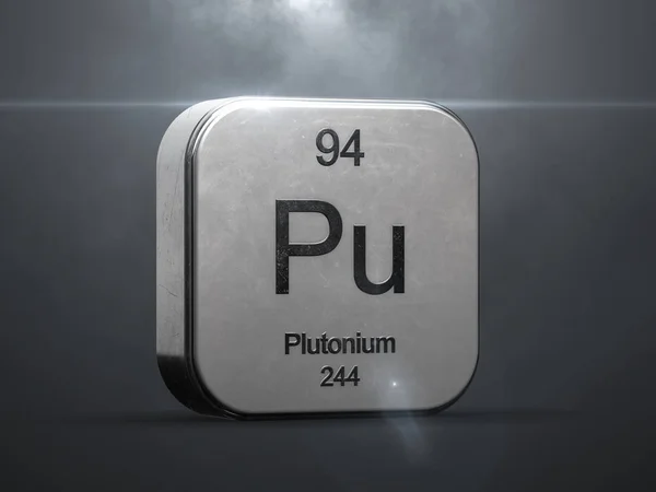 Elemento Plutonio Tabla Periódica Icono Futurista Metálico Renderizado Con Llamarada —  Fotos de Stock