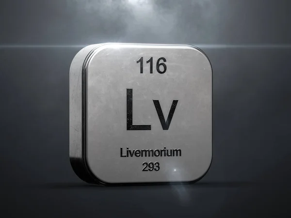 Elemento Livermorium 116 Tabela Periódica Ícone Futurista Metálico Renderizado Com — Fotografia de Stock