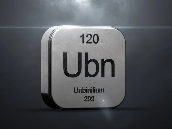 Unbilinium Στοιχείο 120 Από Περιοδικός Πίνακας Μεταλλικό Εικονίδιο Φουτουριστικό Τετηγμένα — Φωτογραφία Αρχείου