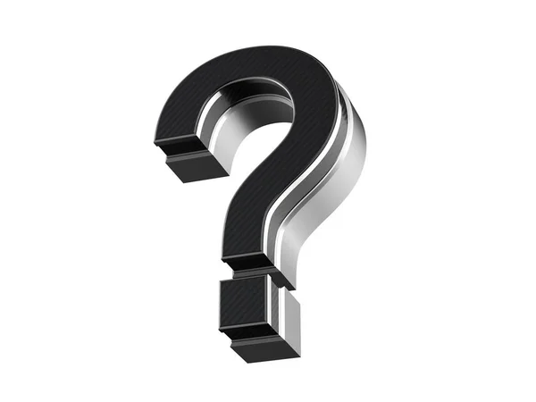 Question Mark Steel Carbon Extruded Symbol Isolated White Background — Stock Photo, Image