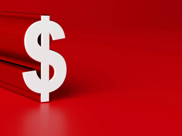 Dollar sign symbol on red template background