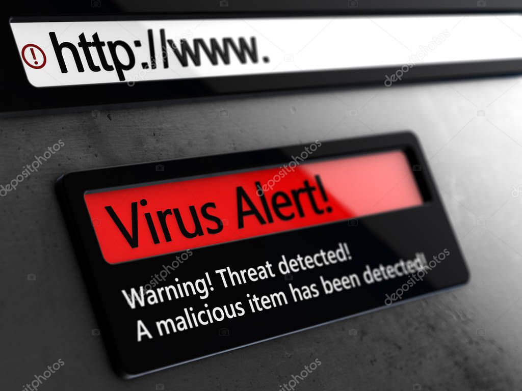 Virus alert message on conceptual design web page