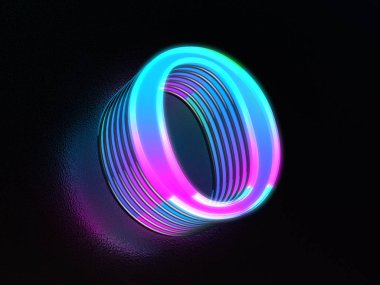 Güzel renkli cam harf O karanlıkta parlayan