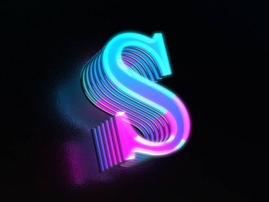Güzel renkli cam harf S karanlıkta parlayan