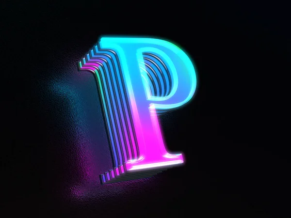 Schöne Farbige Glasbuchstaben Leuchten Dunkeln — Stockfoto