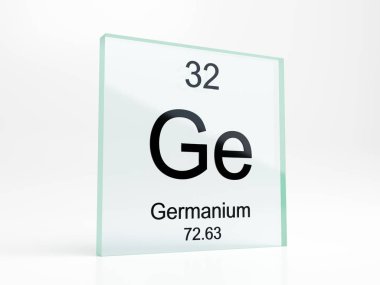 Cam simgesi üzerinde periyodik tablodan Germanium eleman sembolü - gerçekçi 3d render