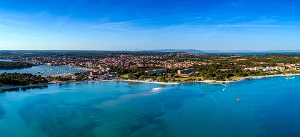 Mooi Groot Panorama Van Het Strand Van Medulin Kroatië Bovenaanzicht — Stockfoto