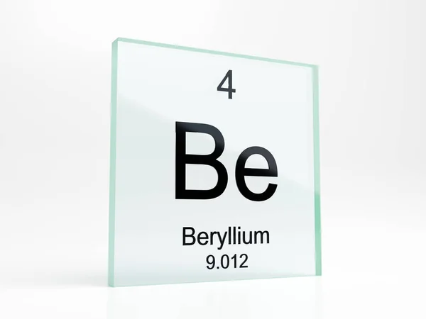 Berillium Elem Szimbóluma Időszakos Asztal Üveg Ikon Valósághű Render — Stock Fotó