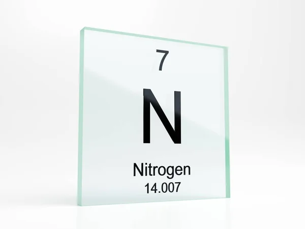 Símbolo Elemento Nitrogênio Tabela Periódica Ícone Vidro Renderização Realista — Fotografia de Stock