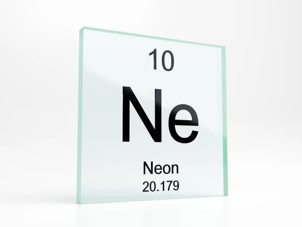 Neon Element Symbol Från Periodiska Tabellen Glas Ikonen Realistiska Render — Stockfoto