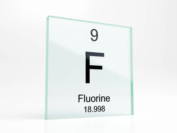 Fluorine Element Symbool Van Periodieke Tabel Glas Icon Realistische Renderen — Stockfoto