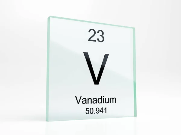 Símbolo Elemento Vanadio Tabla Periódica Icono Vidrio Renderizado Realista — Foto de Stock
