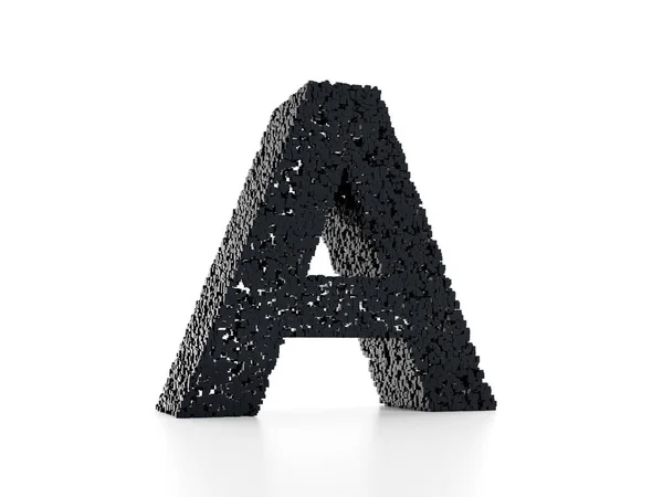 Futuristic Letter Built Out Black Glossy Cubes Render — Stock Photo, Image