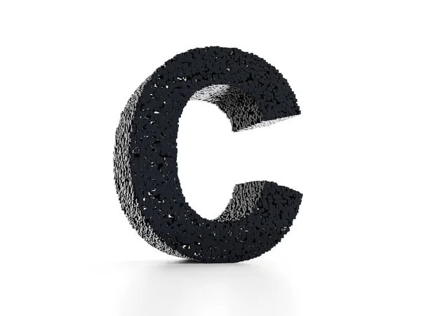 未来的な文字C 黒い光沢のある立方体3Dレンダリングから構築 — ストック写真
