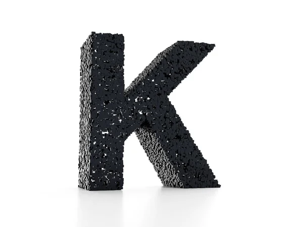 未来的な文字K 黒い光沢のあるキューブ3Dレンダリングから構築 — ストック写真