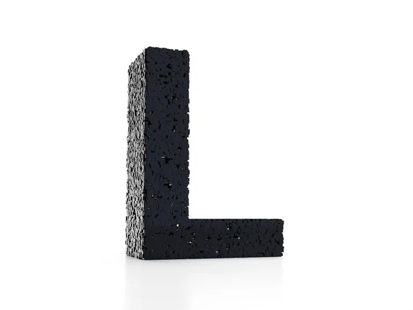 未来的な文字L 黒い光沢のあるキューブ3Dレンダリングから構築 — ストック写真
