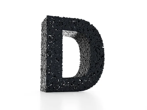 Futuristic Letter Built Out Black Glossy Cubes Render — Stock Photo, Image