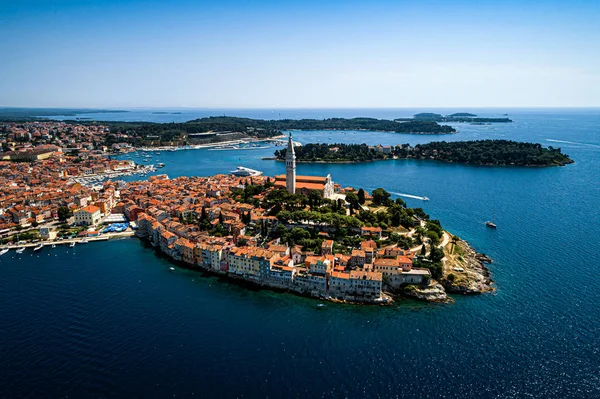 Kota Tua Rovinj Istria Tujuan Wisata Kroasia Pemandangan Udara Yang — Stok Foto