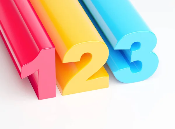 123 Glossy Colorful Numbers — Stock Photo, Image