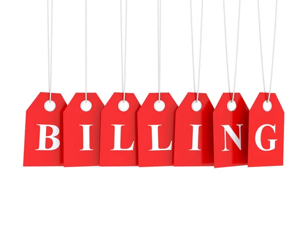 Billing Text Red Hanging Labels — Stock Photo, Image