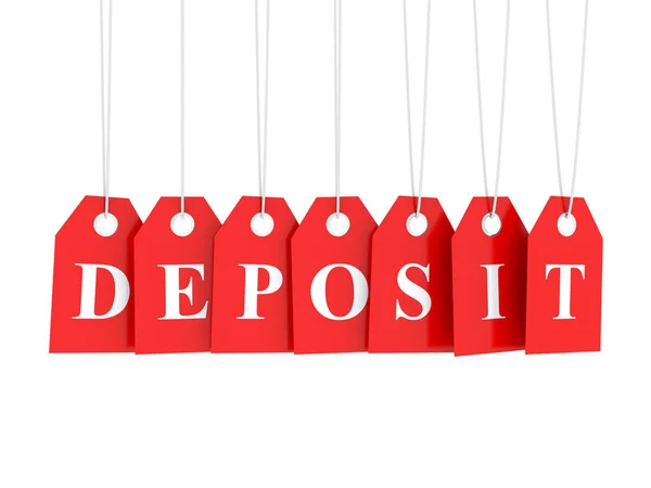 Deposit Text Word Red Hanging Labels Render — Stock Photo, Image