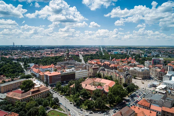 Beautiful cloudy sky in Timisoara. Aerial view from Timisoara taken by a professional drone