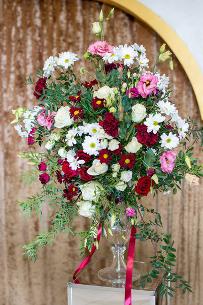 beautiful bright bouquet in a vase, decoration of holidays.
