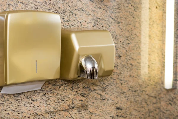 Paper Dispenser Hand Dryer Wall Public Toilet — Stock Photo, Image