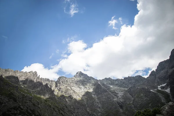 High mountains and cloud shadow. Rays of sun on rocky mountains. Beautiful nature of Tatry