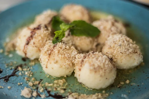 Traditional lazy dumplings. Sweetness with nut filling