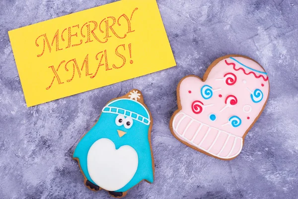 Colored gingerbread and greeting card