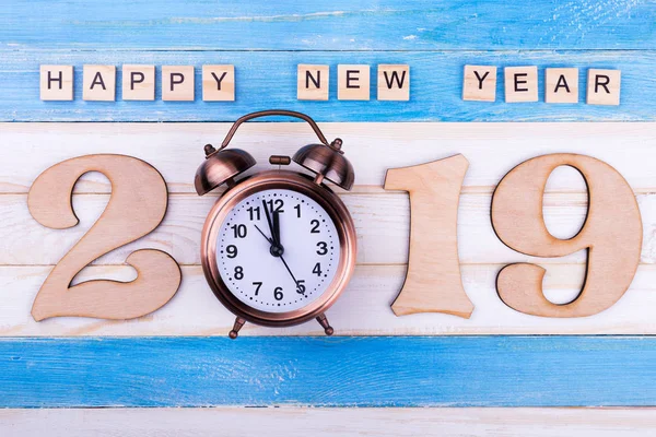 Number 2019, alarm clock, Happy New Year