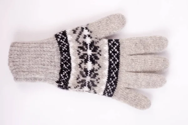 Winter glove isolate. Wool glove on white background