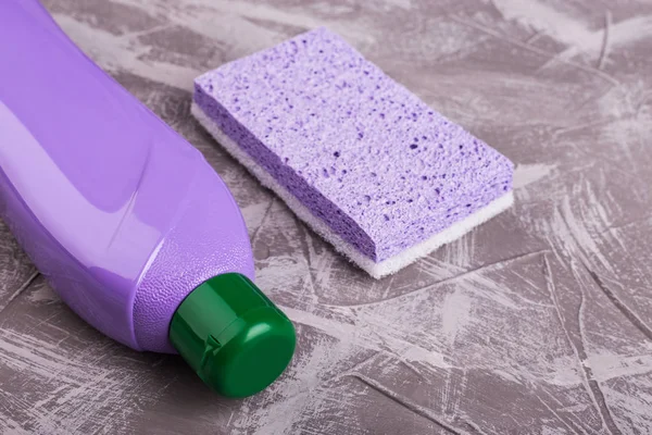 Lilac sponge and bottle