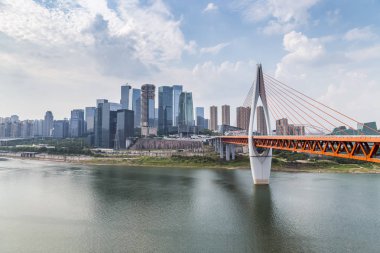 chongqing, yangtze Nehri Köprüsü, Çin'in modern panoramik manzarası
