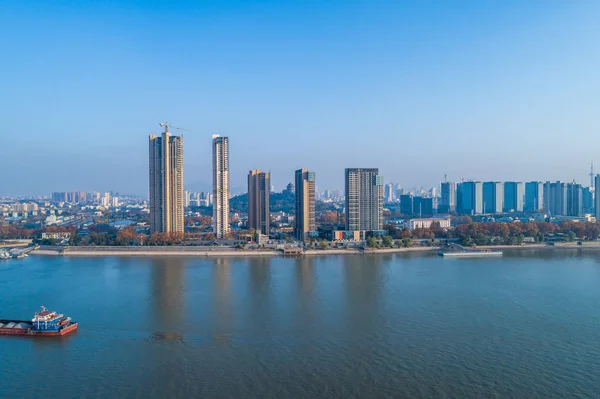 Luchtfoto Gebouwen Buurt Van Rivier Yangtze China — Stockfoto