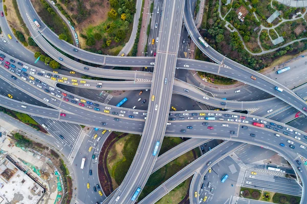 Luftaufnahme Eines Massiven Autobahnkreuzes — Stockfoto