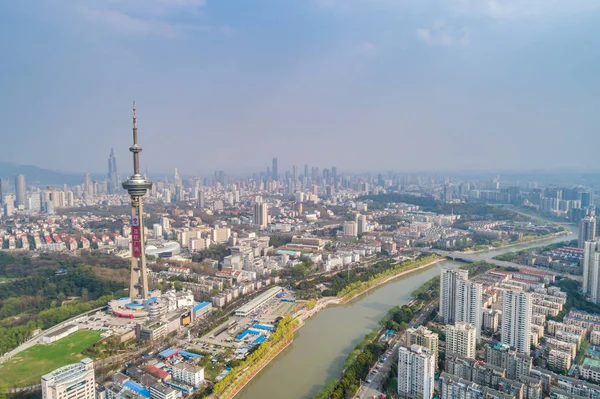 Vista Aérea Sobre Ciudad Nanjing Paisaje Arquitectónico Urbano —  Fotos de Stock