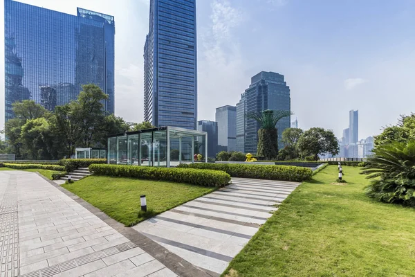 Empty Road with modern business office building,empty floor