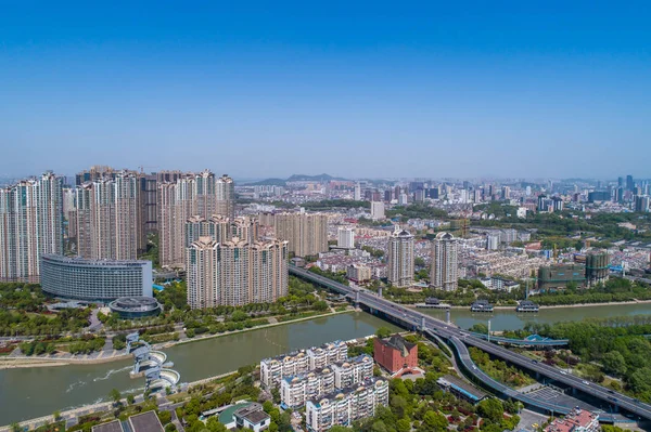 鸟瞰南京城市建筑景观 — 图库照片