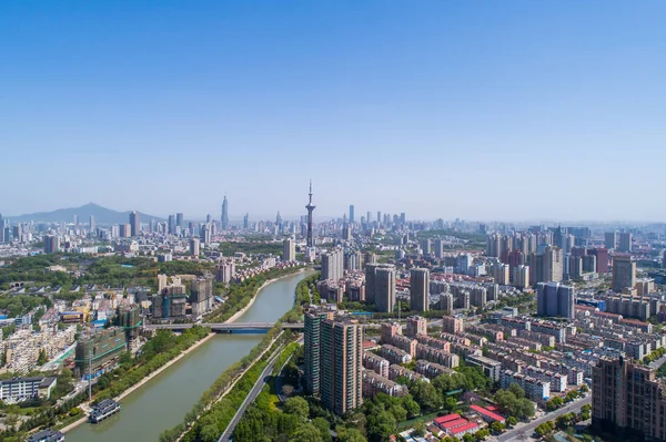 Vista Aérea Sobre Cidade Nanjing Paisagem Arquitetônica Urbana — Fotografia de Stock