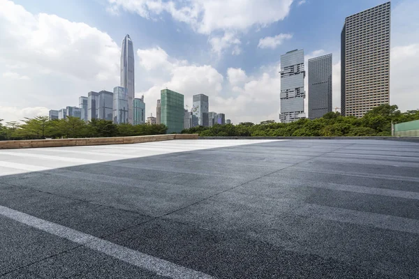 Empty Road with modern business office building