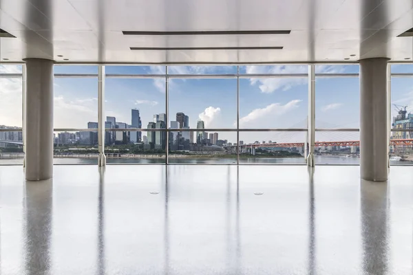 Horizonte Panorámico Edificios Desde Ventana Cristal —  Fotos de Stock