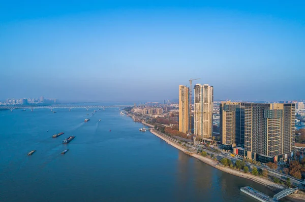 Εναέρια Κτίρια Κοντά Στον Ποταμό Yangtze Στην Κίνα — Φωτογραφία Αρχείου