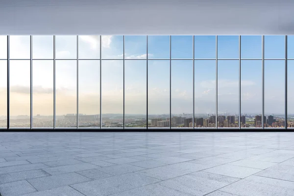 Byggnader Från Glasfönster Och Panoramautsikt Över Stadssilhuetten — Stockfoto