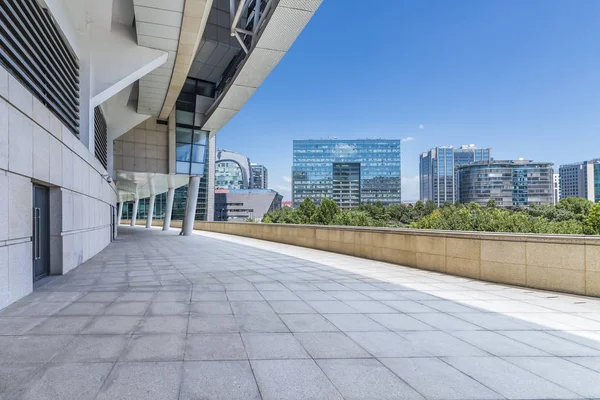 Panoramic Skyline Modern Business Office Buildings Empty Road Empty Concrete — Stock Photo, Image