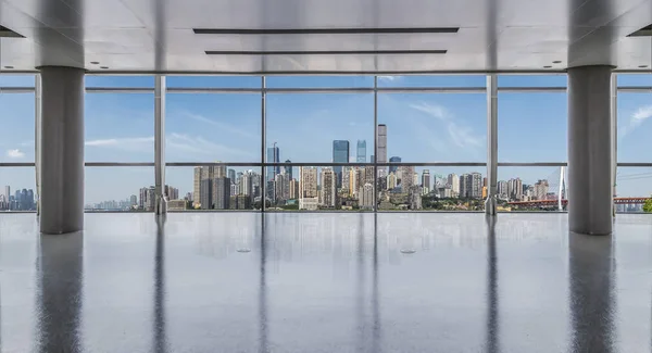 Horizonte Panorámico Edificios Desde Ventana Cristal — Foto de Stock