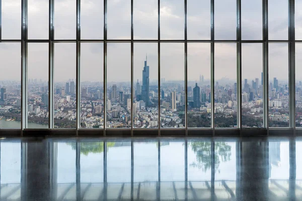 Panoramic Skyline Buildings Glass Window — Stock Photo, Image