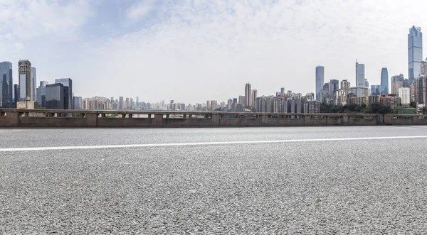 Panoramic Skyline Modern Business Office Buildings Empty Road Empty Concrete — Stock Photo, Image
