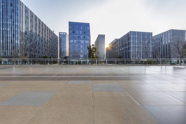 Panoramic Skyline Modern Business Office Buildings Empty Road Empty Concrete — Stock Photo, Image